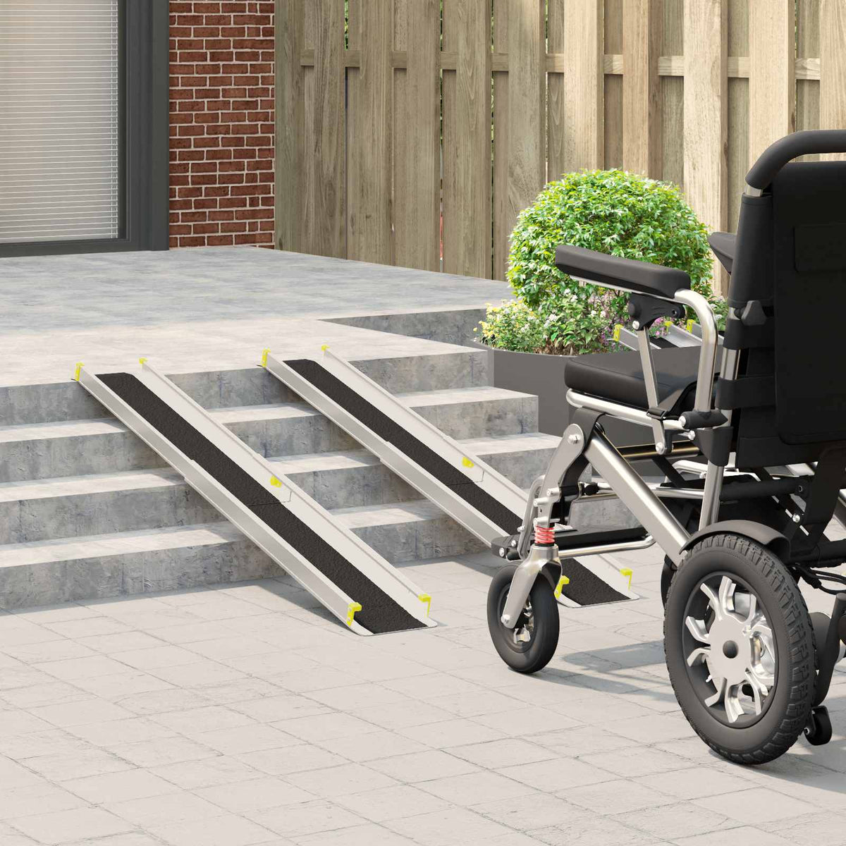 Vidaxl oprit voor rolstoelen 270 kg 2 st zwart 270 kg per zitplaats