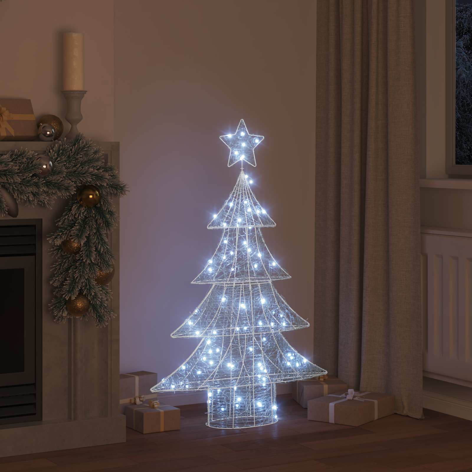 Vidaxl kerstboom met 100 led koudwit 120 cm acryl