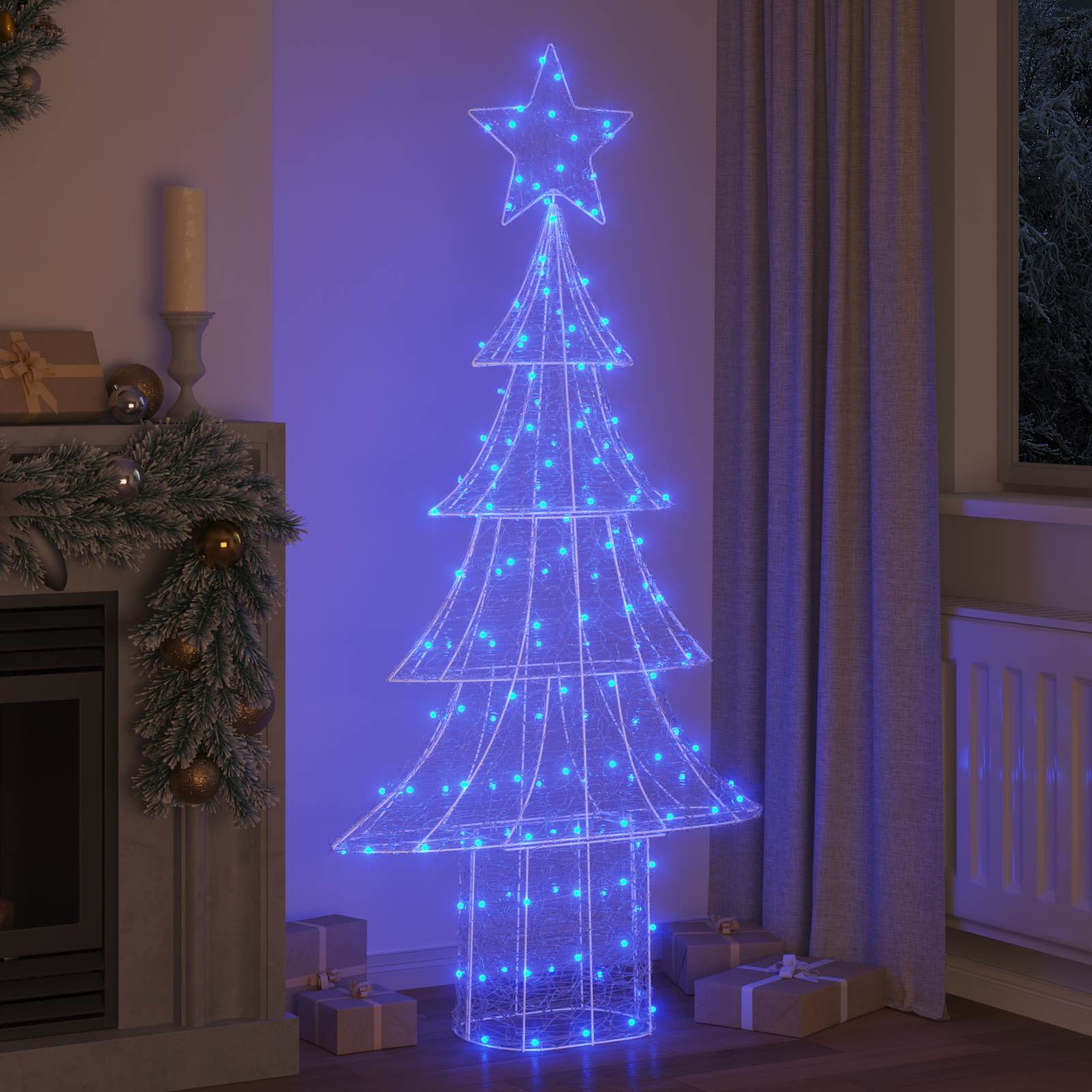 Vidaxl kerstboom met 240 led blauw 180 cm acryl
