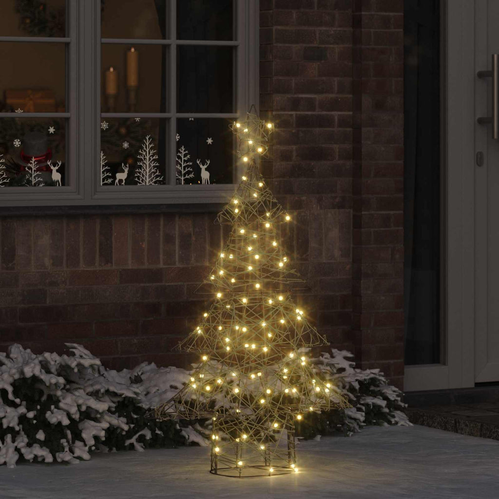 Vidaxl kerstboom 120 led's warmwit 150 cm rattan