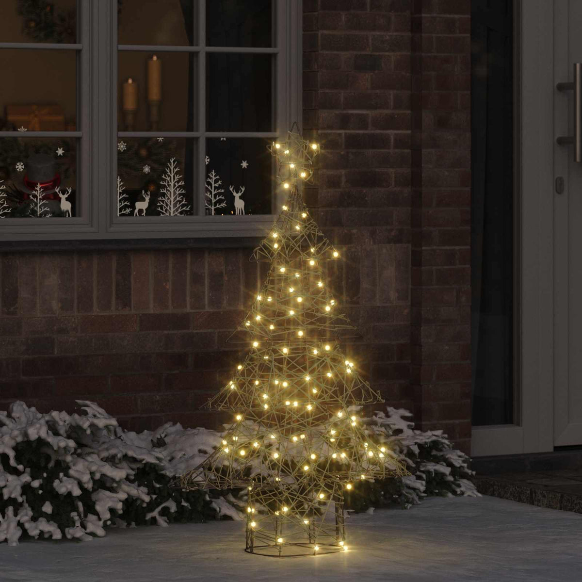 Vidaxl kerstboom 120 led's warmwit 150 cm rattan