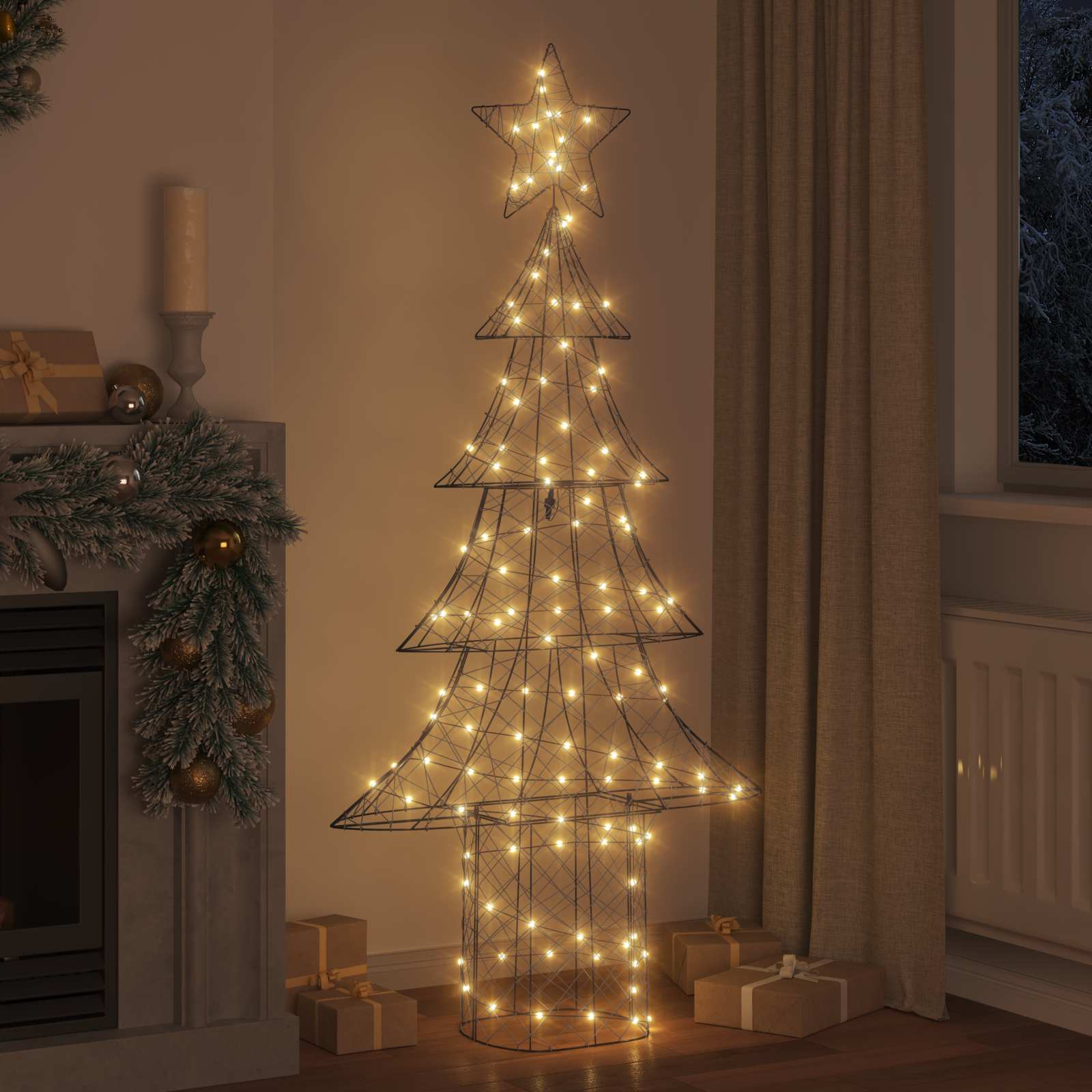 Vidaxl kerstboom met 240 led warmwit 180 cm rattan