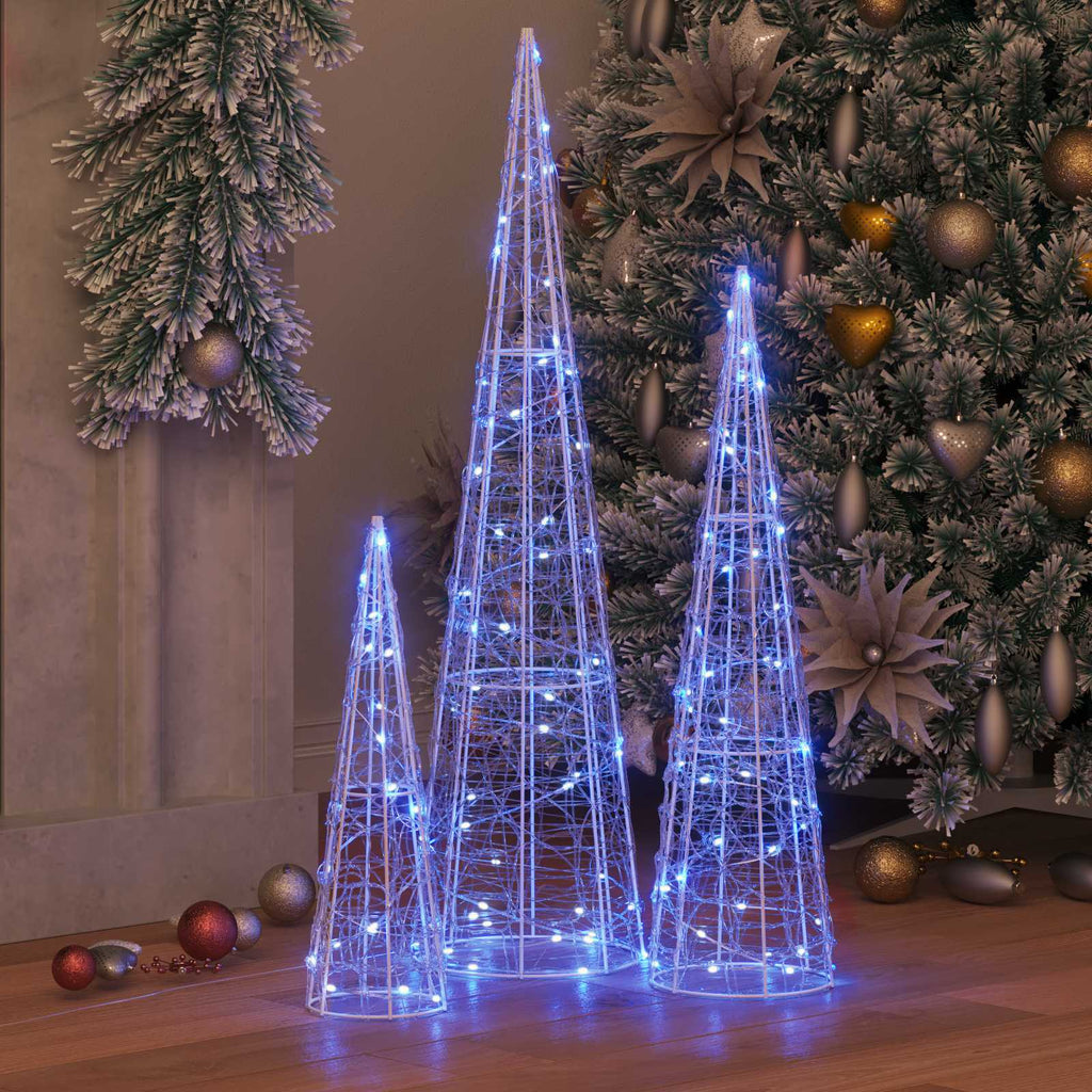 Vidaxl kerstboom 3 st 90 led's blauw 20 x 20 x 80 cm acryl