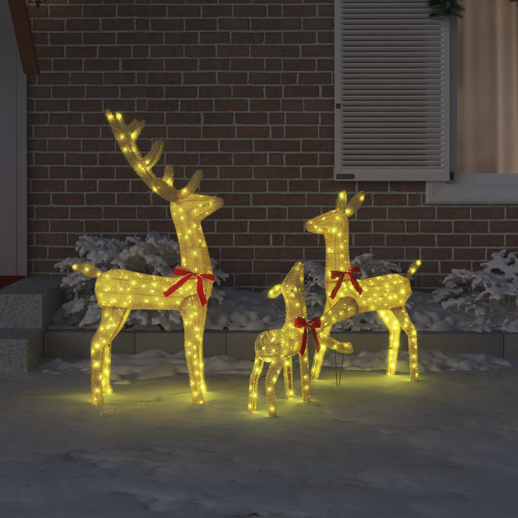 Vidaxl rendierfamilie met 300 led 3 pcs warmwit 68 x 26 x 127 cm stof