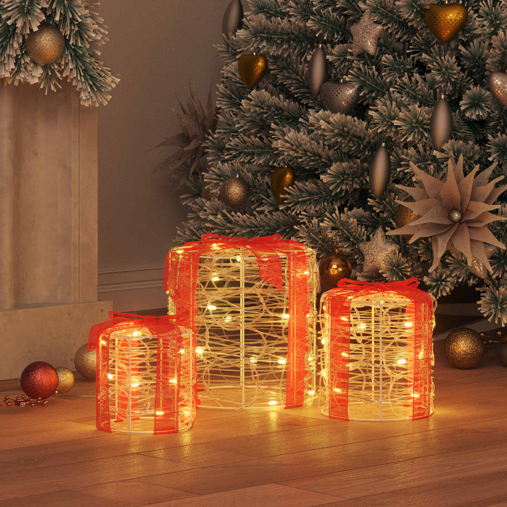 Vidaxl decoratie voor geschenkdoos 3 st warmwit 20 x 20 x 21 cm acryl