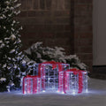 Vidaxl cadeau doos met 60 led 3 pcs koudwit 20 x 20 x 20 cm acryl