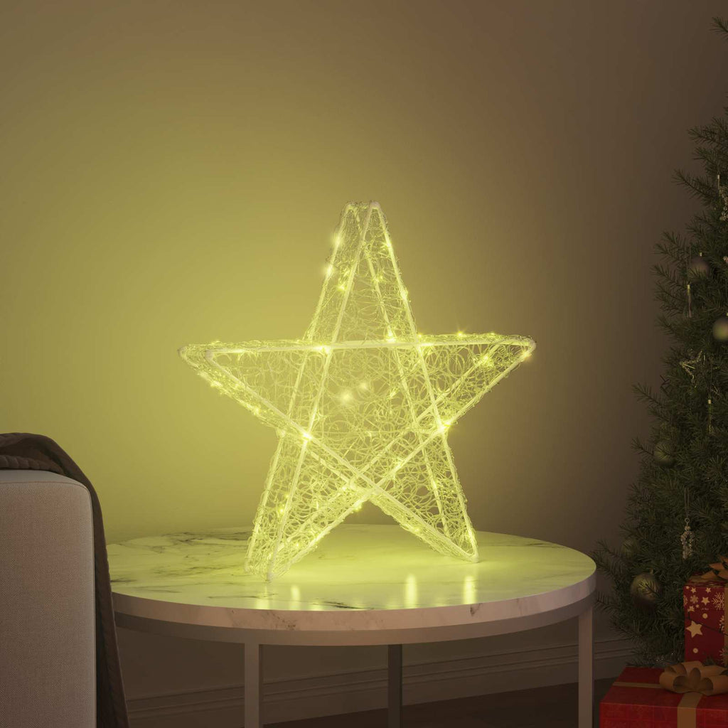 Vidaxl 3d ster warmwit 55 x 53,5 x 10 cm acryl 50 led's