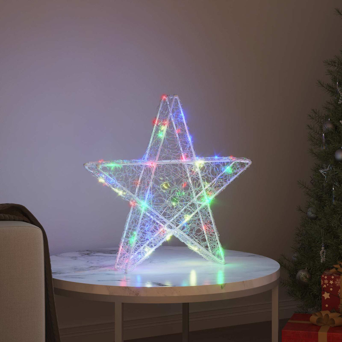 Vidaxl 3d ster multikleur 55 x 53,5 x 10 cm acryl 50 led's