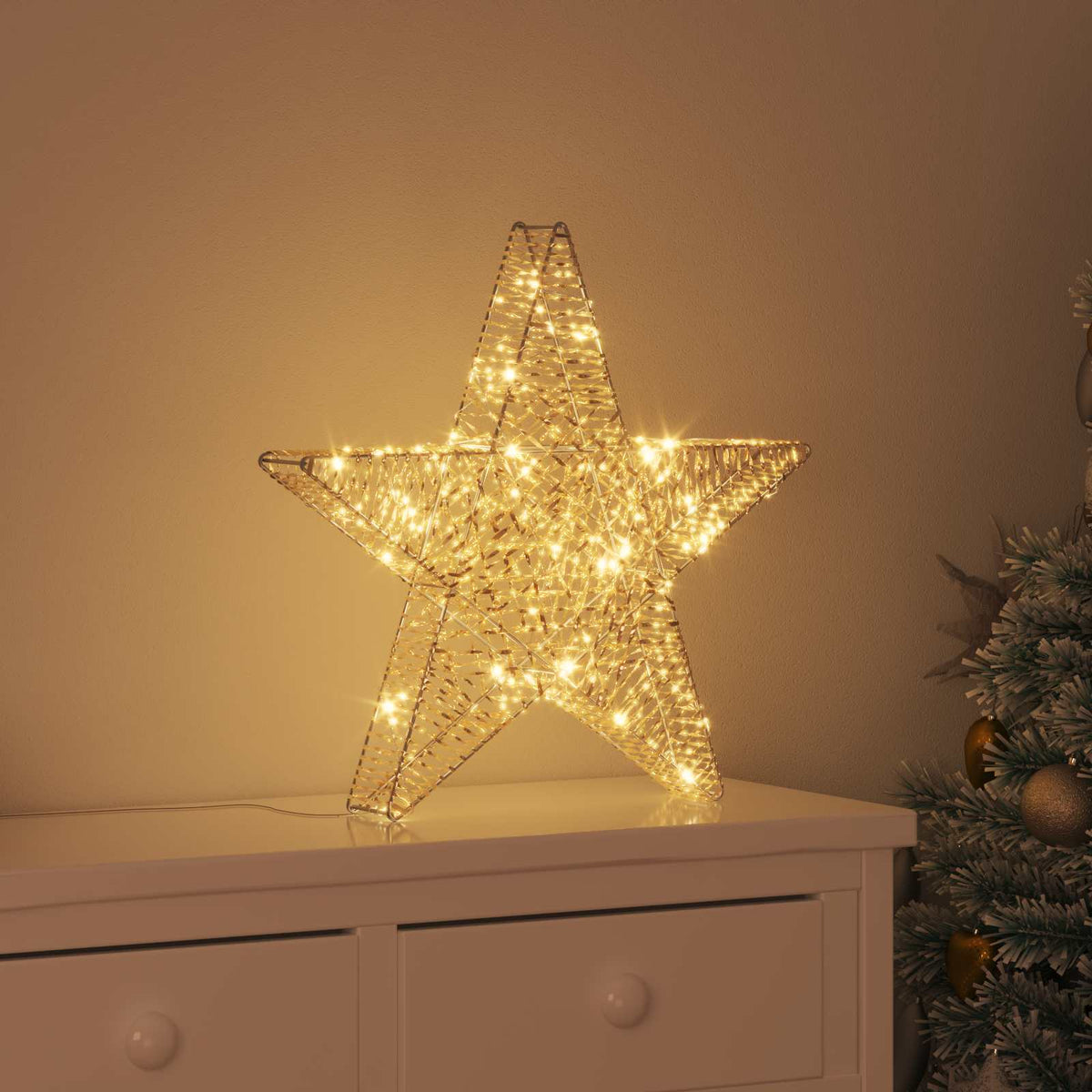 Vidaxl 3d-kerstster warmwit 55 x 52,5 x 10 cm