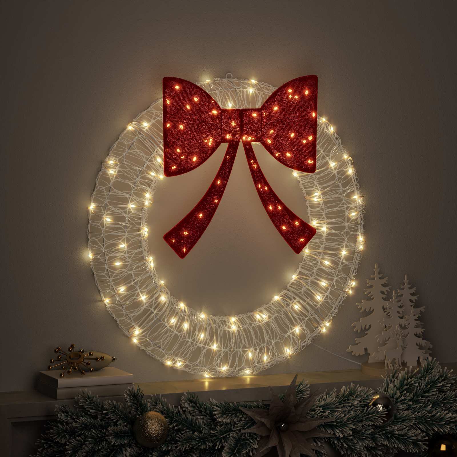 Vidaxl krans met 60 led warmwit 76 x 76 x 8,5 cm acryl
