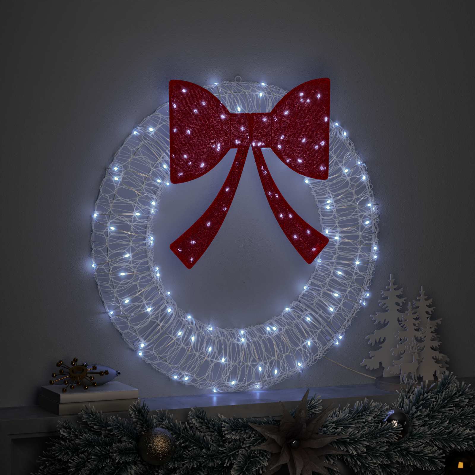 Vidaxl krans met 60 led koudwit 76 x 76 x 8,5 cm acryl