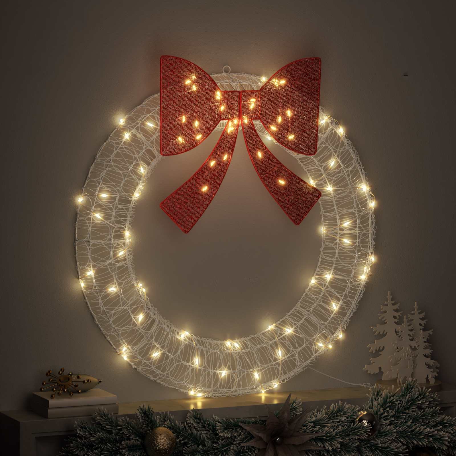 Vidaxl krans met 80 led warmwit 92 x 92 x 9,5 cm acryl
