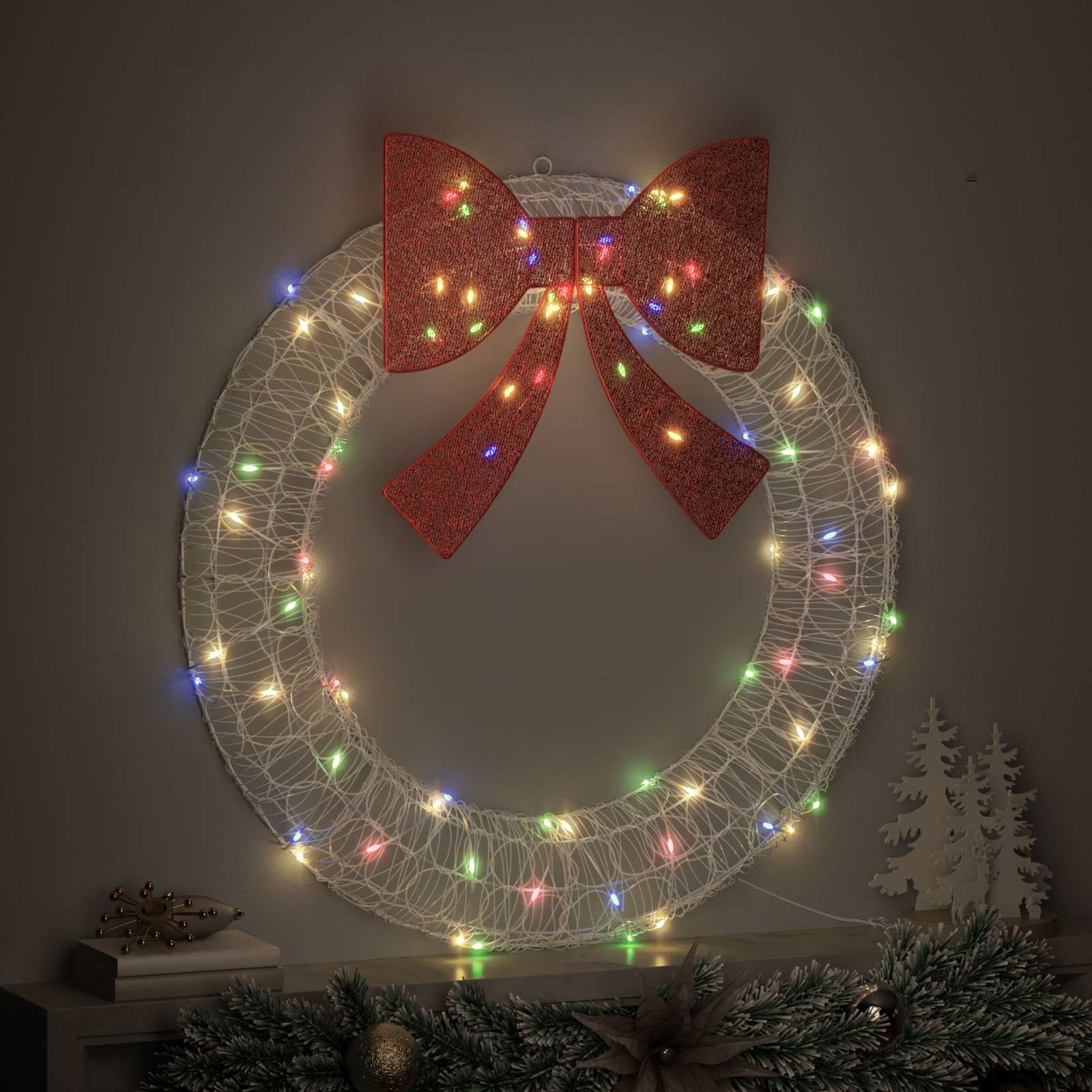 Vidaxl krans met 80 led multikleur 92 x 92 x 9,5 cm acryl