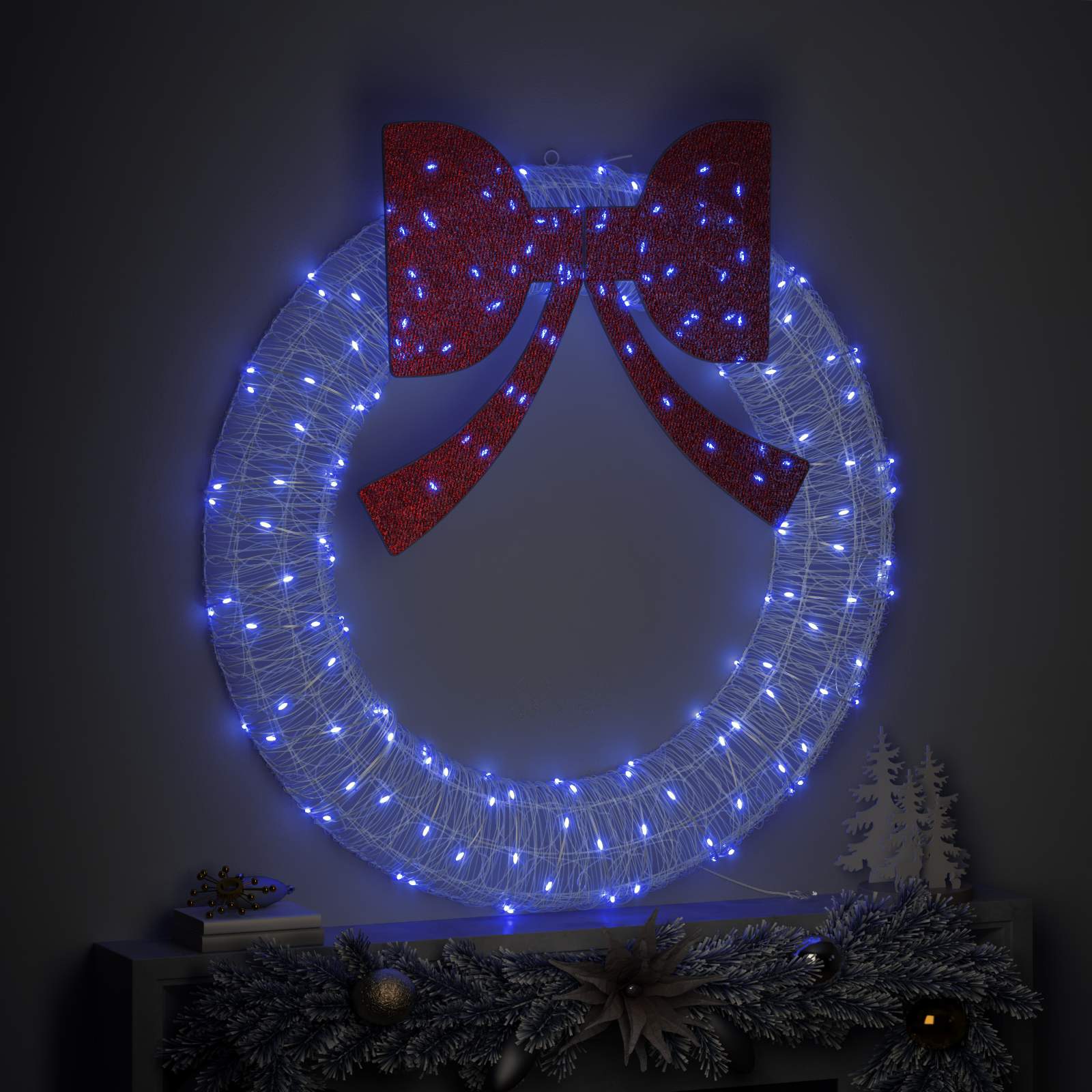 Vidaxl krans met 150 led blauw 120 cm acryl