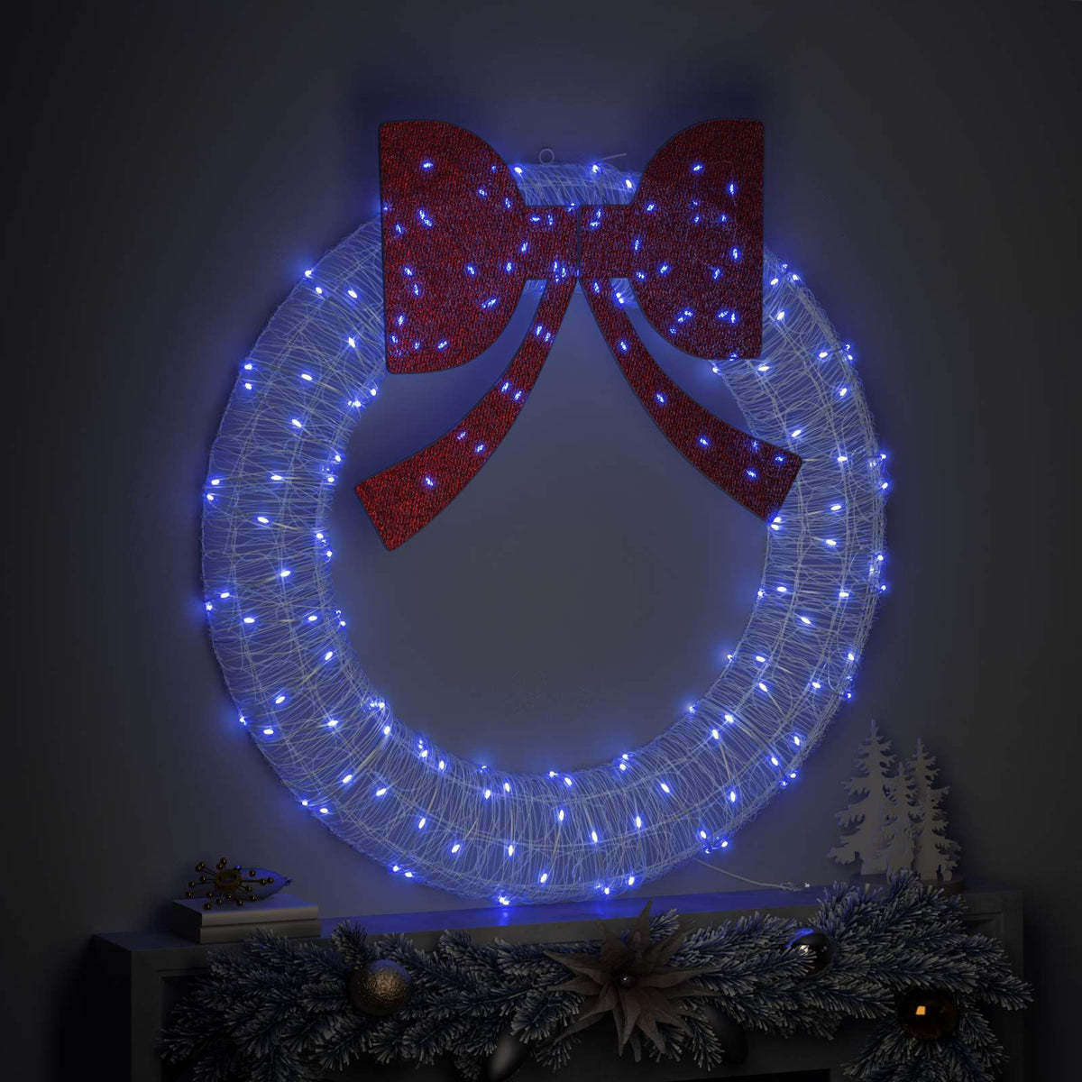 Vidaxl krans blauw 120 x 120 x 10 cm acryl 150 led's