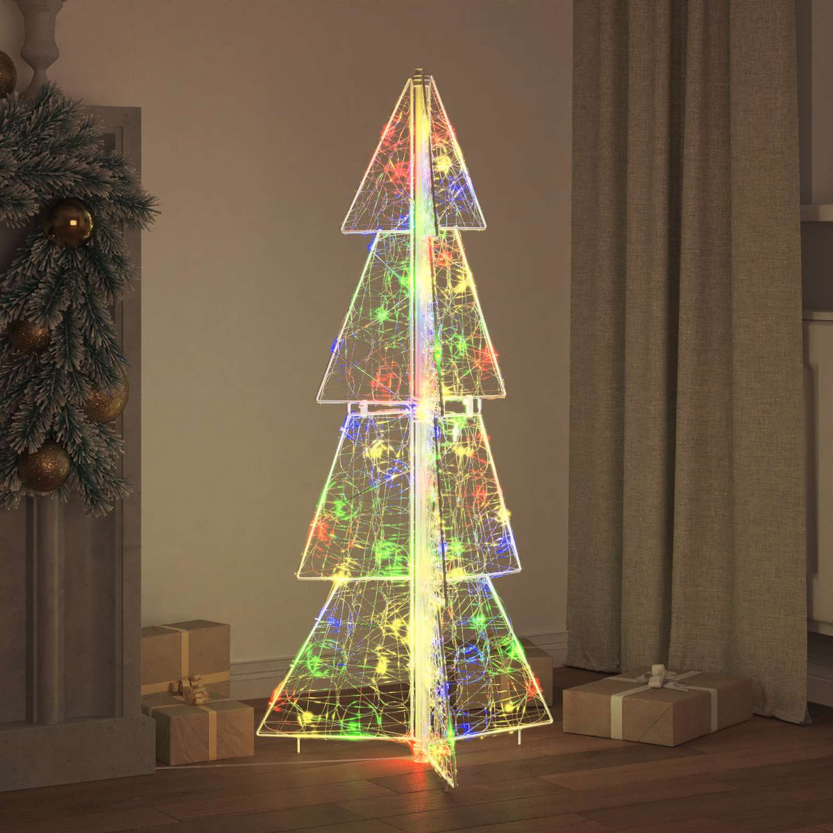 Vidaxl kerstboom 100 led's multikleur 120 cm acryl