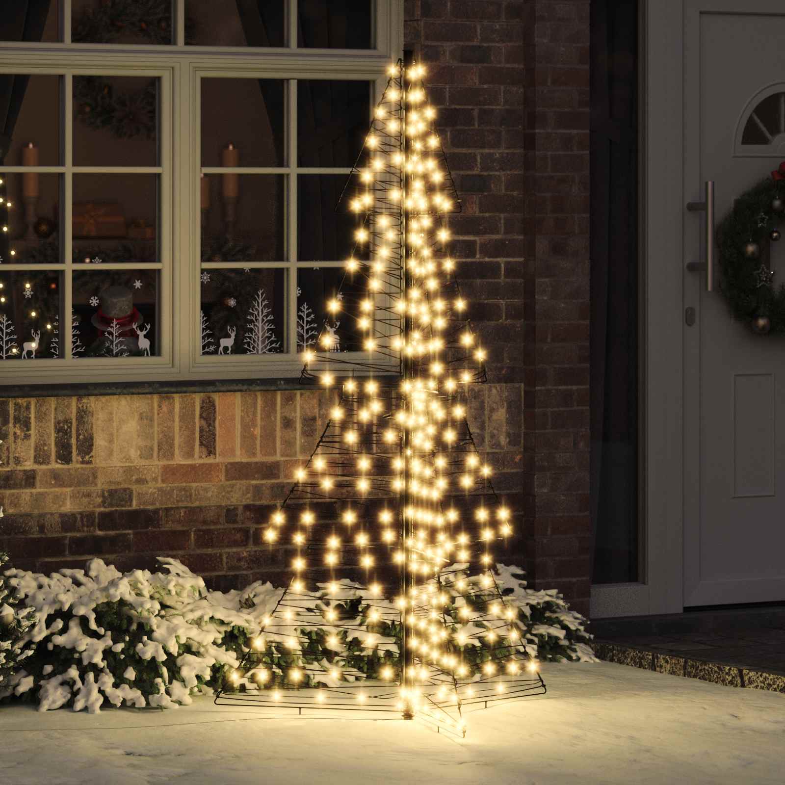 Vidaxl kerstboom met 240 led warmwit 180 cm rattan