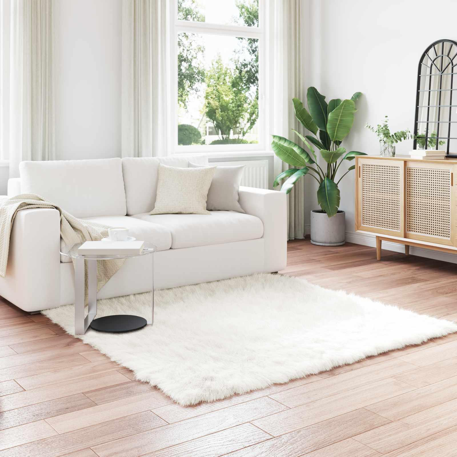 Vidaxl nep schapenvacht tapijt tafalla wit 120 x 120 cm polyester
