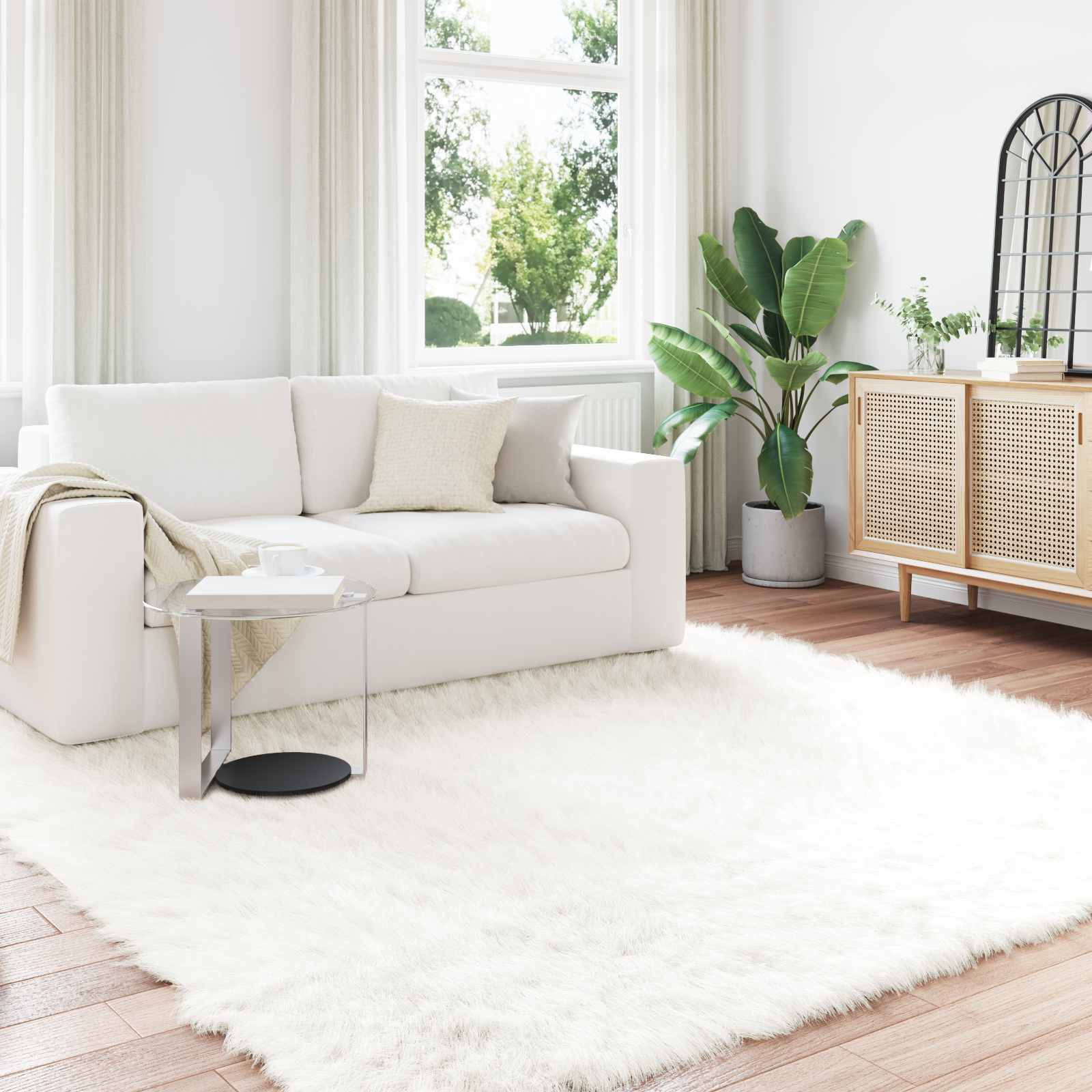 Vidaxl nep schapenvacht tapijt tafalla wit 240 x 240 cm polyester