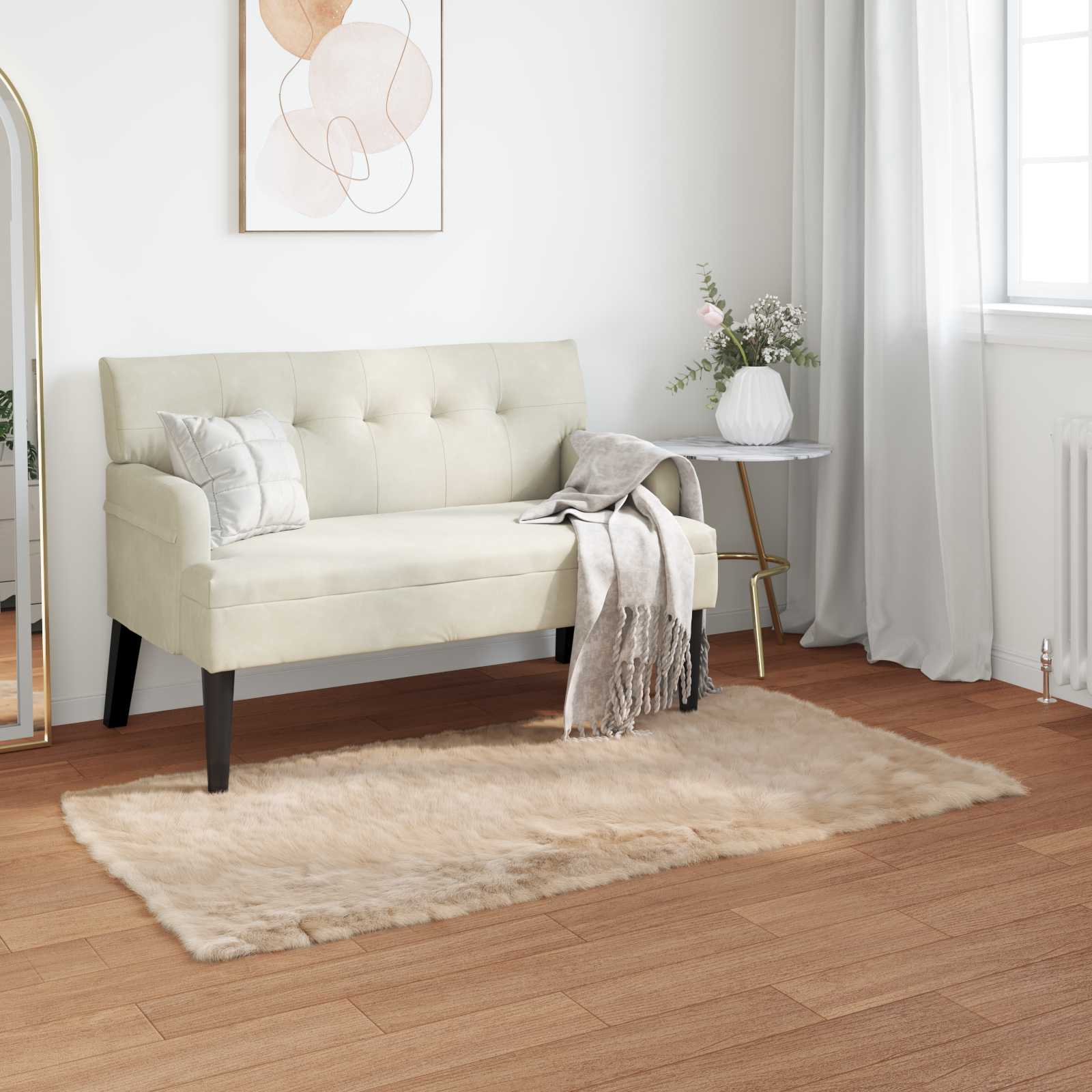 Vidaxl nep schapenvacht tapijt tafalla beige 60 x 110 cm polyester