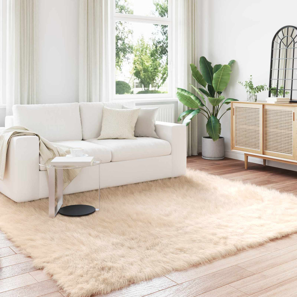 Vidaxl nep schapenvacht tapijt tafalla beige 240 x 240 cm polyester