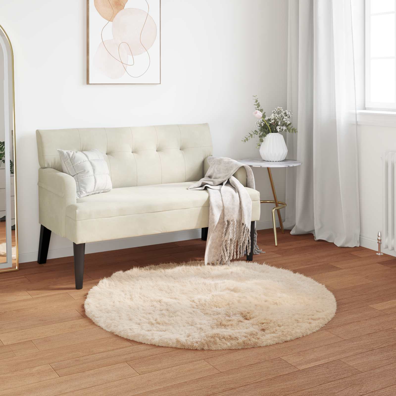 Vidaxl nep schapenvacht tapijt tafalla beige ø 80 cm polyester