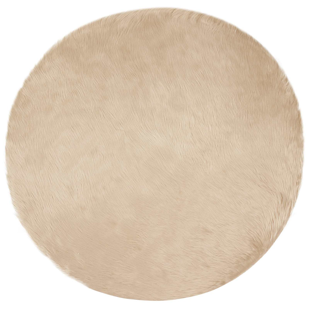 Vidaxl nep schapenvacht tapijt tafalla beige ø 200 cm polyester