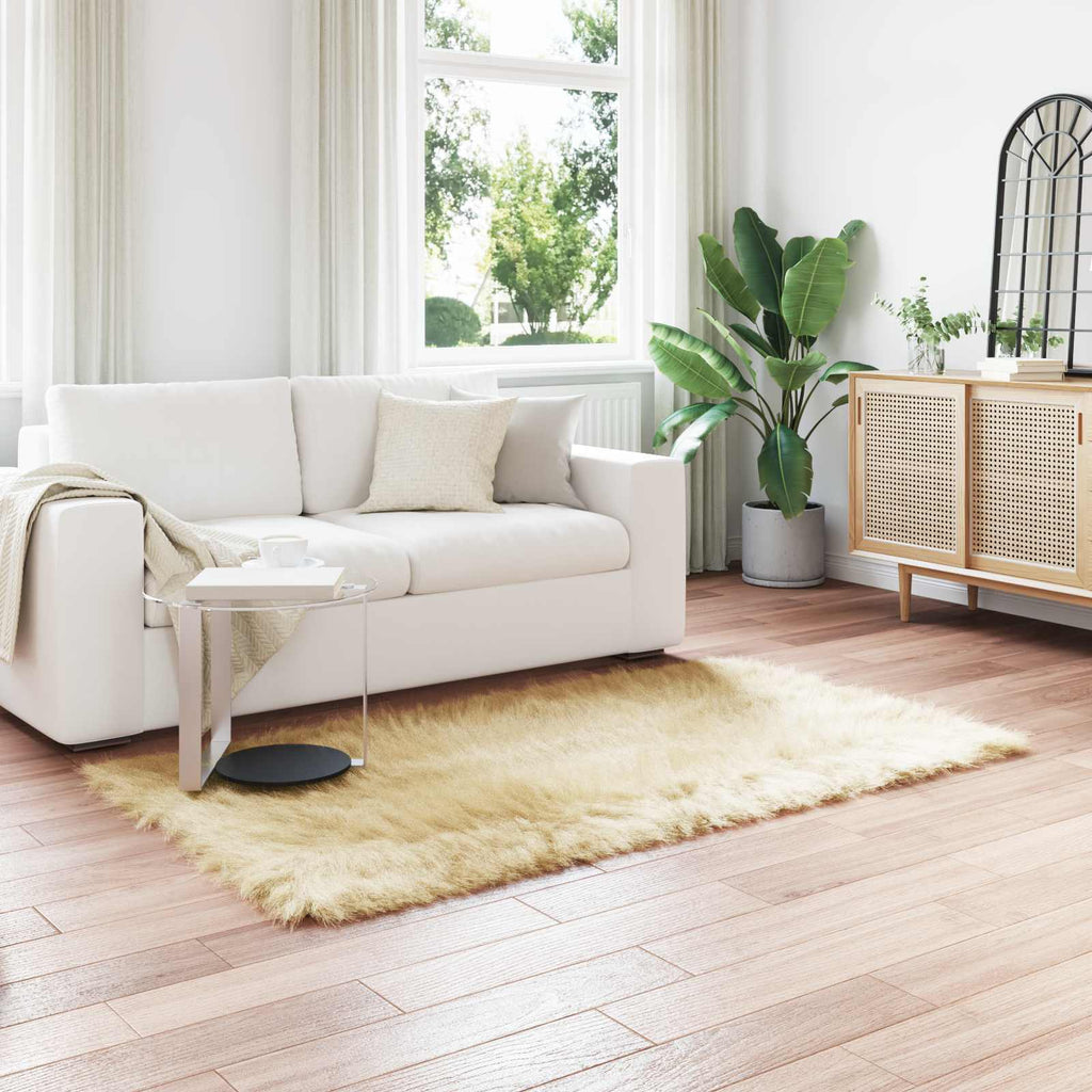Vidaxl nep schapenvacht tapijt tafalla crème 120 x 170 cm polyester