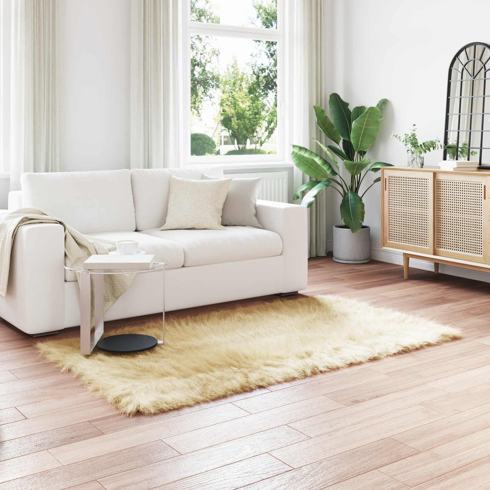 Vidaxl nep schapenvacht tapijt tafalla crème 120 x 170 cm polyester
