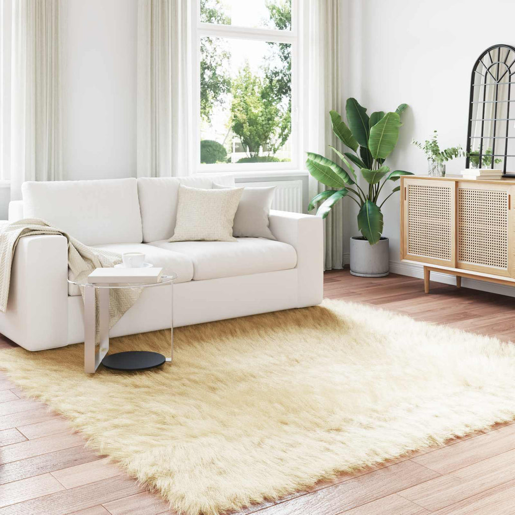 Vidaxl nep schapenvacht tapijt tafalla crème 240 x 240 cm polyester
