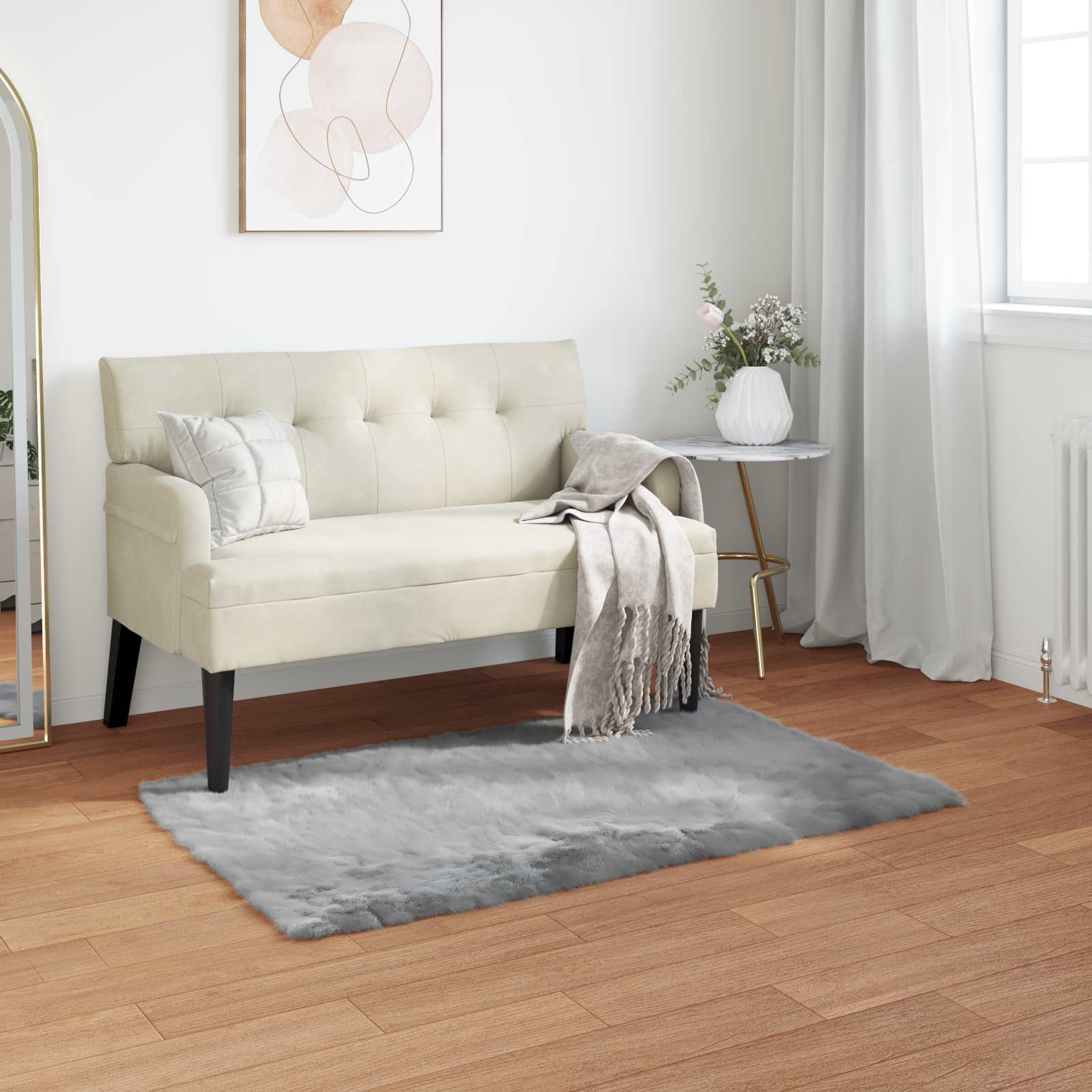 Vidaxl nep schapenvacht tapijt tafalla grijs 80 x 150 cm polyester