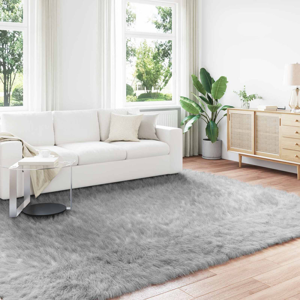 Vidaxl nep schapenvacht tapijt tafalla grijs 240 x 340 cm polyester