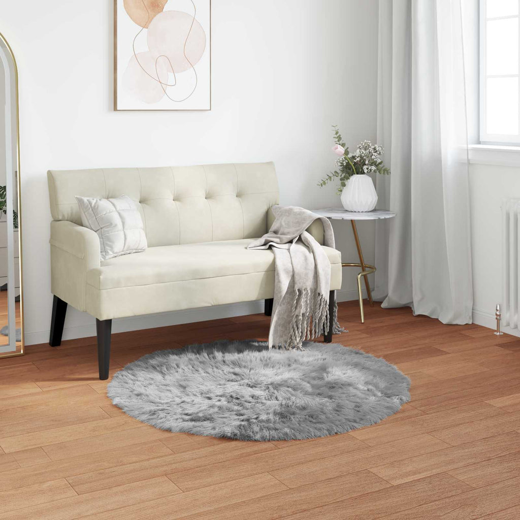 Vidaxl nep schapenvacht tapijt tafalla grijs ø 120 cm polyester