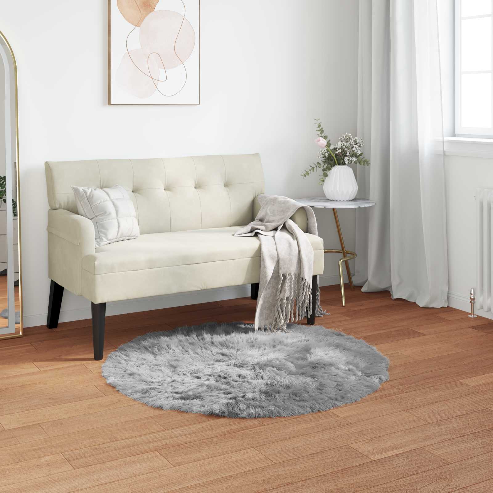 Vidaxl nep schapenvacht tapijt tafalla grijs ø 120 cm polyester
