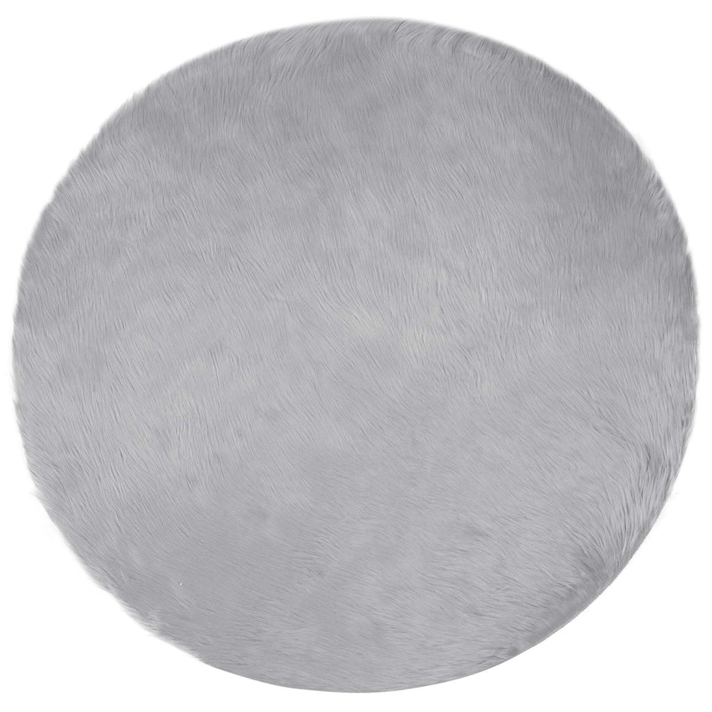 Vidaxl nep schapenvacht tapijt tafalla grijs ø 200 cm polyester