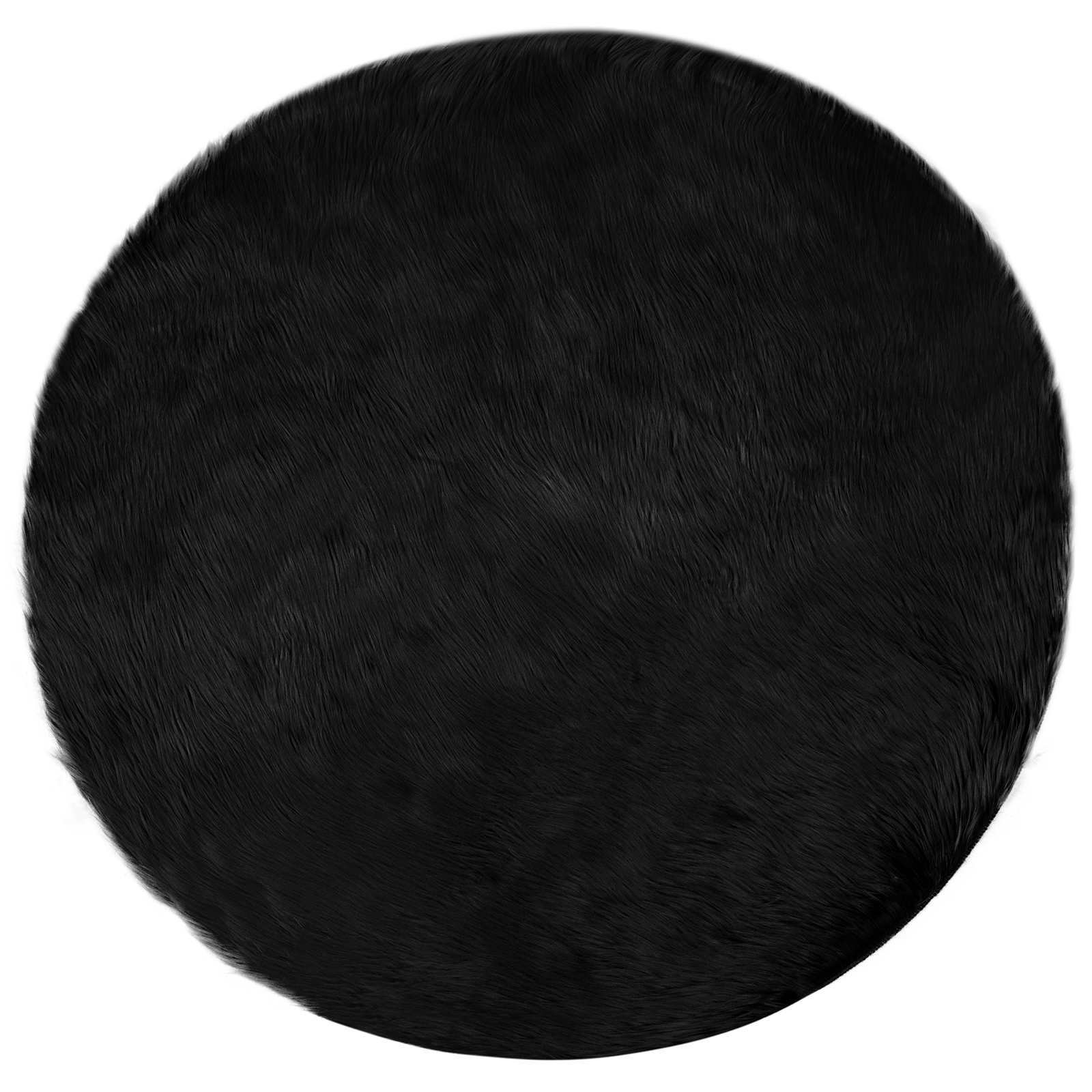 Vidaxl nep schapenvacht tapijt tafalla zwart ø 160 cm polyester