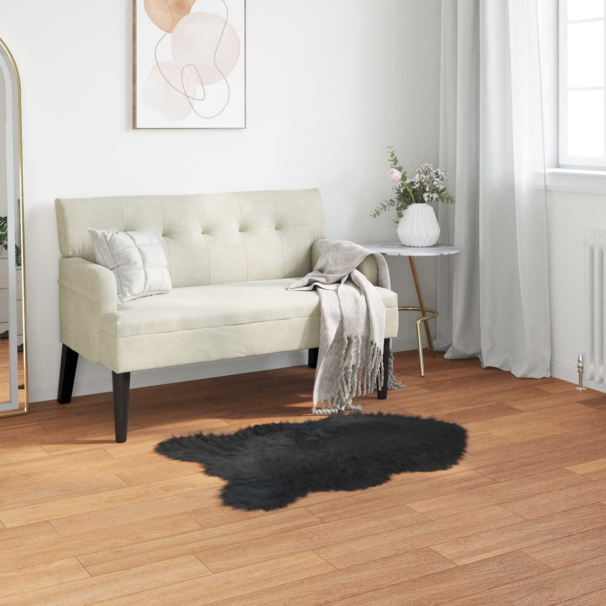 Vidaxl tapijt van imitatie tafalla zwart 60 x 90 cm polyester