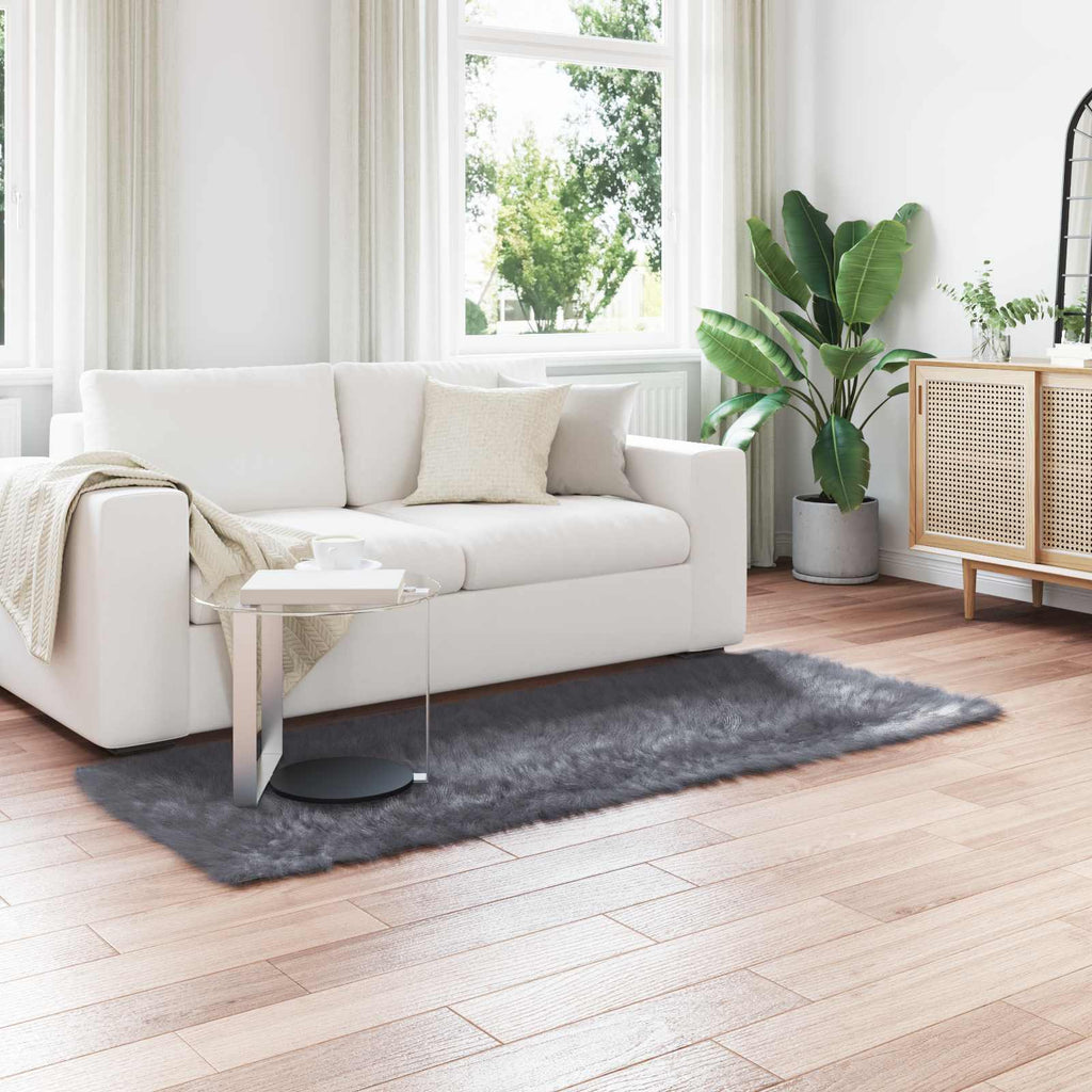 Vidaxl nep schapenvacht tapijt tafalla antraciet 80 x 200 cm polyester