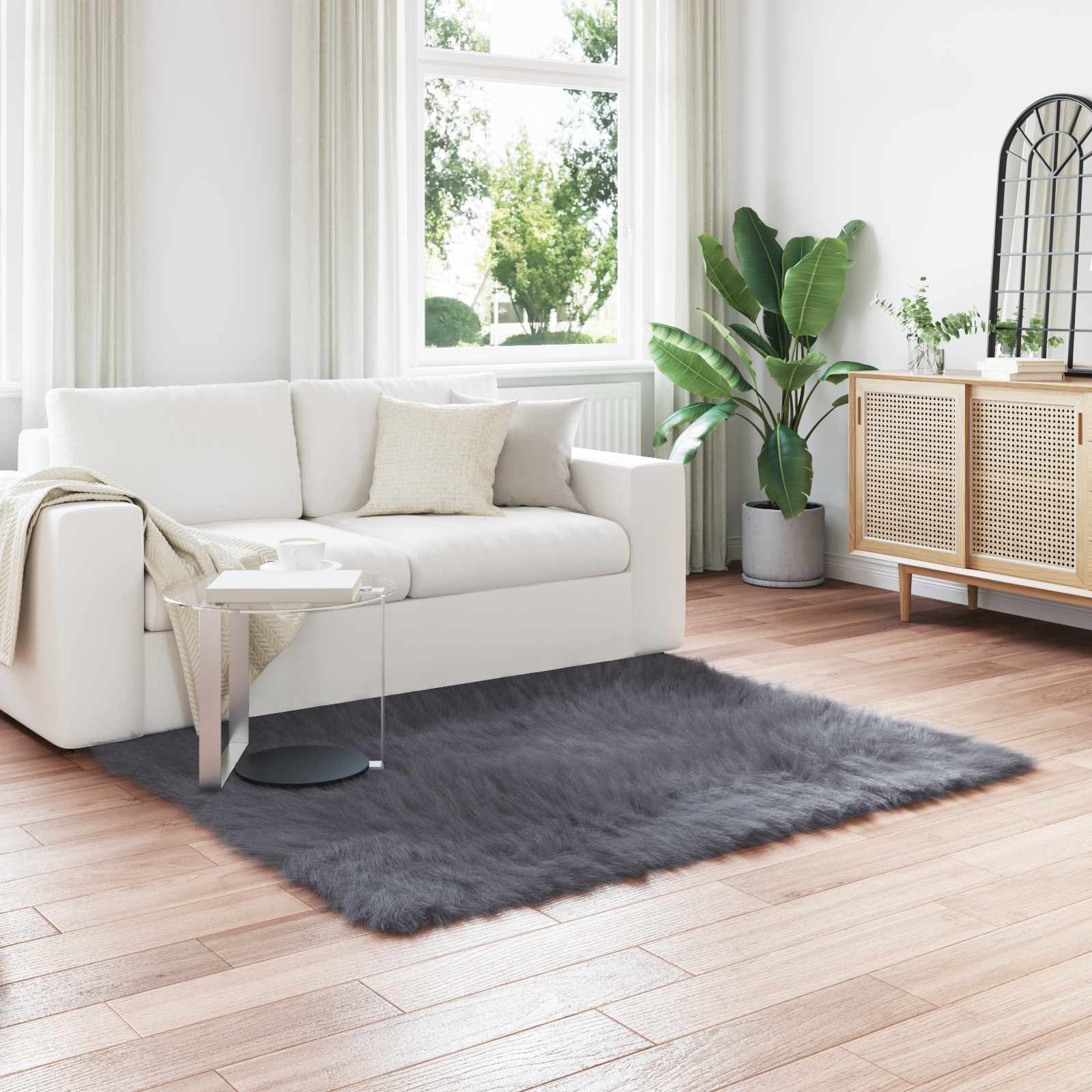 Vidaxl nep schapenvacht tapijt tafalla antraciet 120 x 120 cm