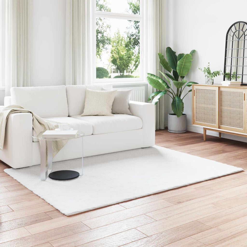 Vidaxl nep konijnenbont tapijt olite wit 160 x 230 cm polyester