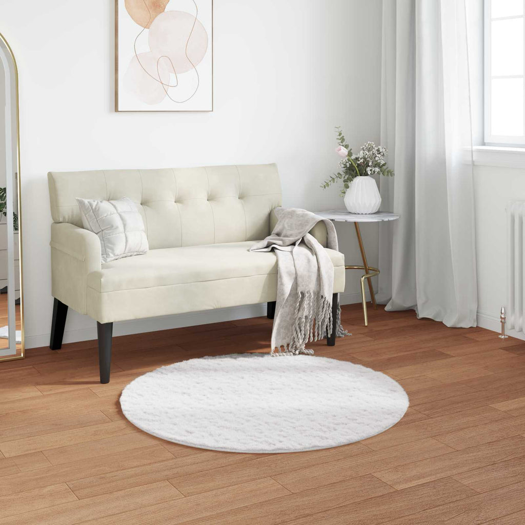 Vidaxl nep konijnenbont tapijt olite wit ø 120 cm polyester