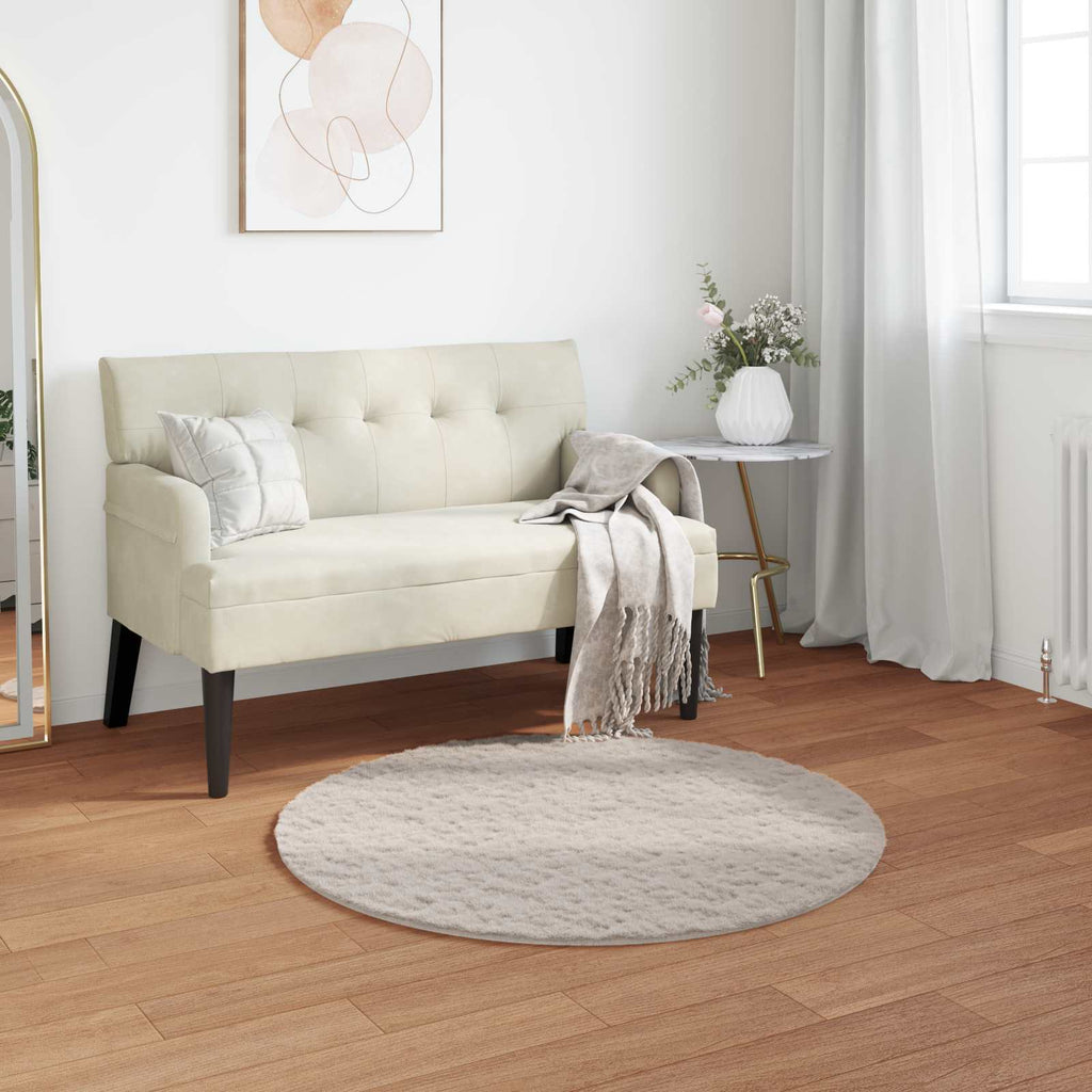Vidaxl nep konijnenbont tapijt olite beige ø 100 cm polyester