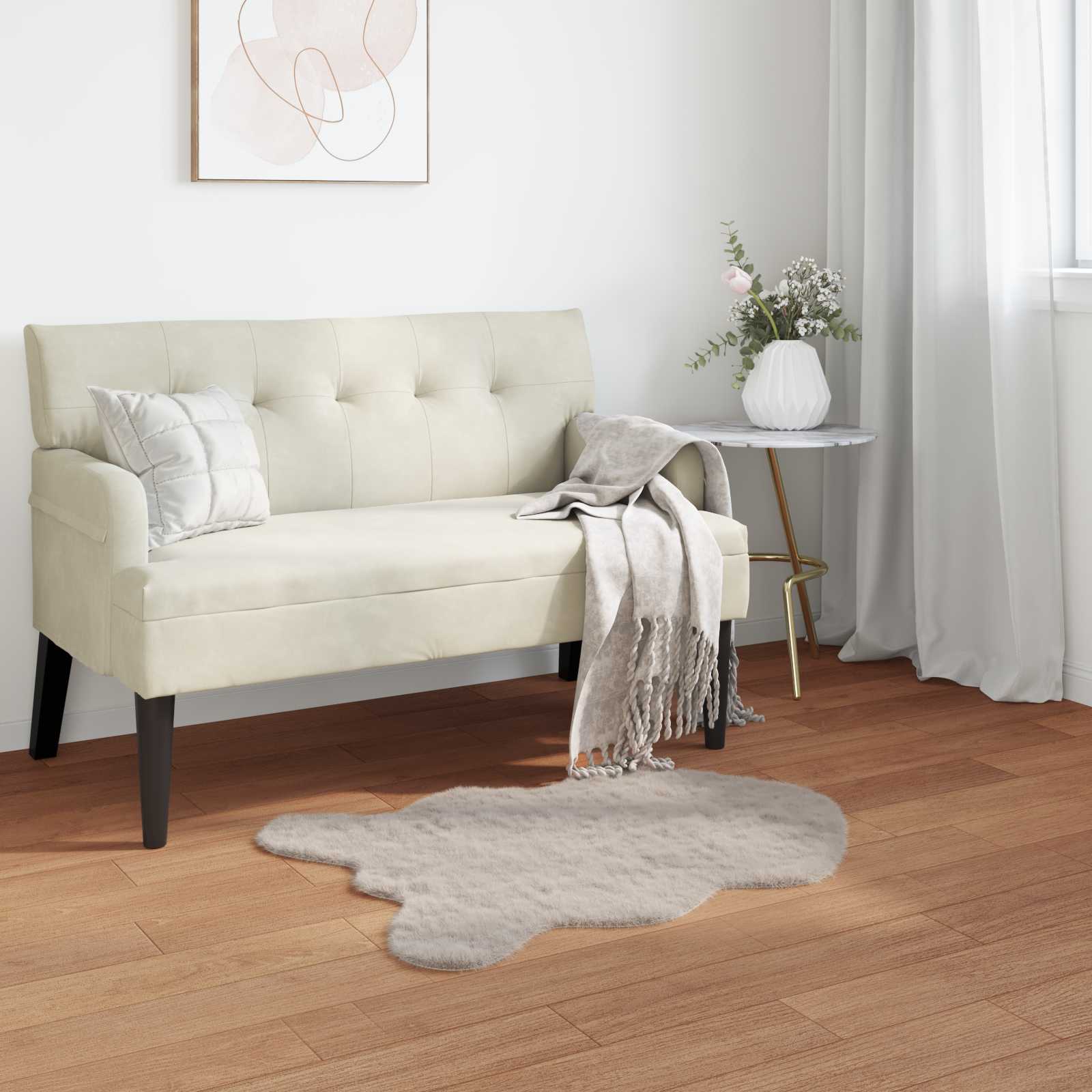 Vidaxl nep konijnenbont tapijt olite beige 60 x 90 cm polyester