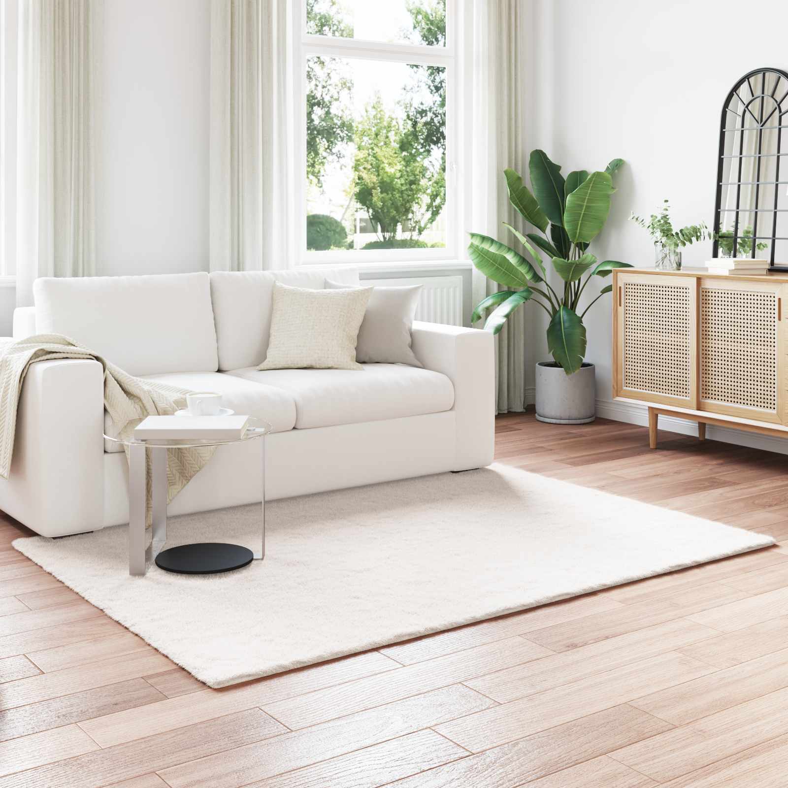 Vidaxl nep konijnenbont tapijt olite crème 120 x 170 cm polyester