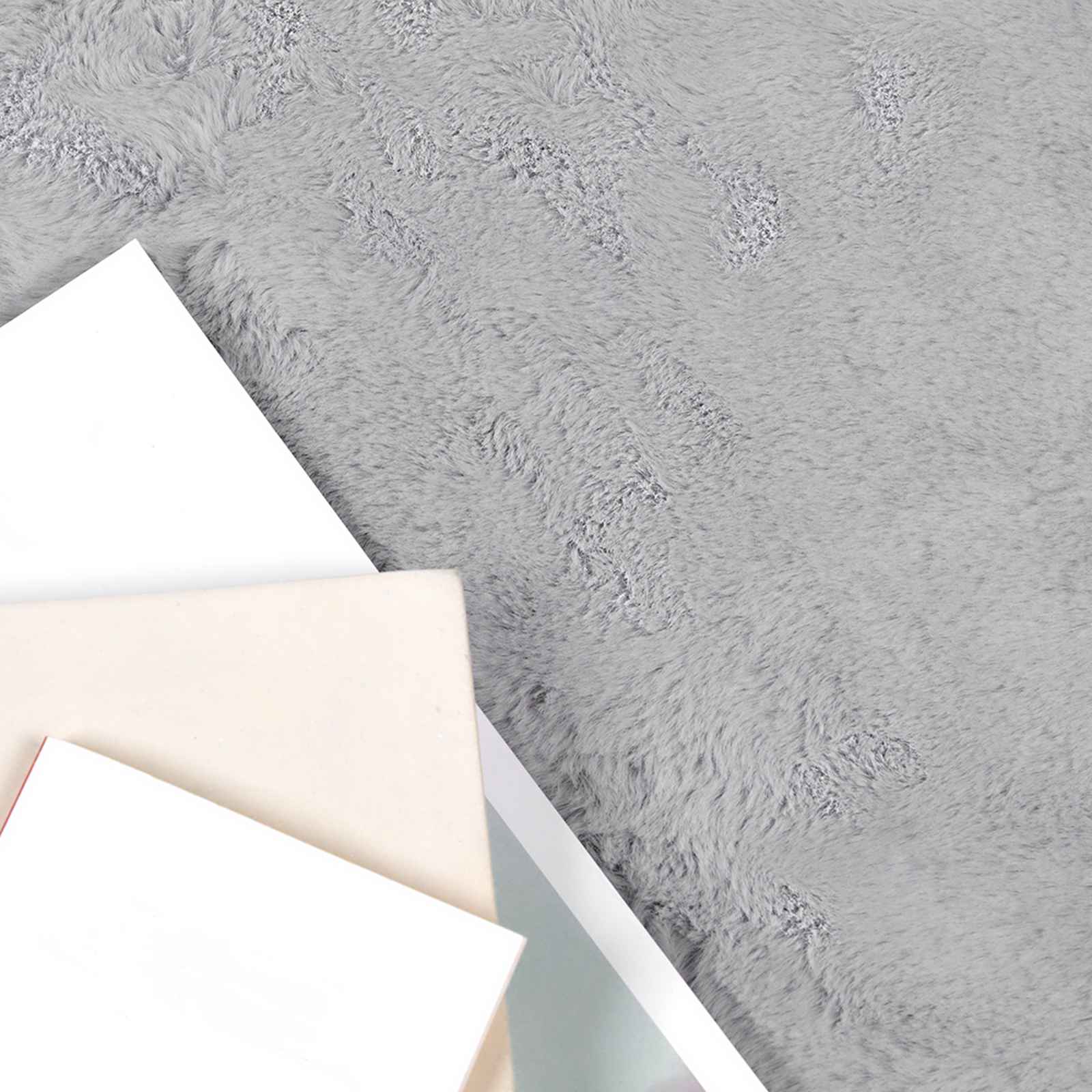 Vidaxl nep konijnenbont tapijt olite grijs 140 x 200 cm polyester