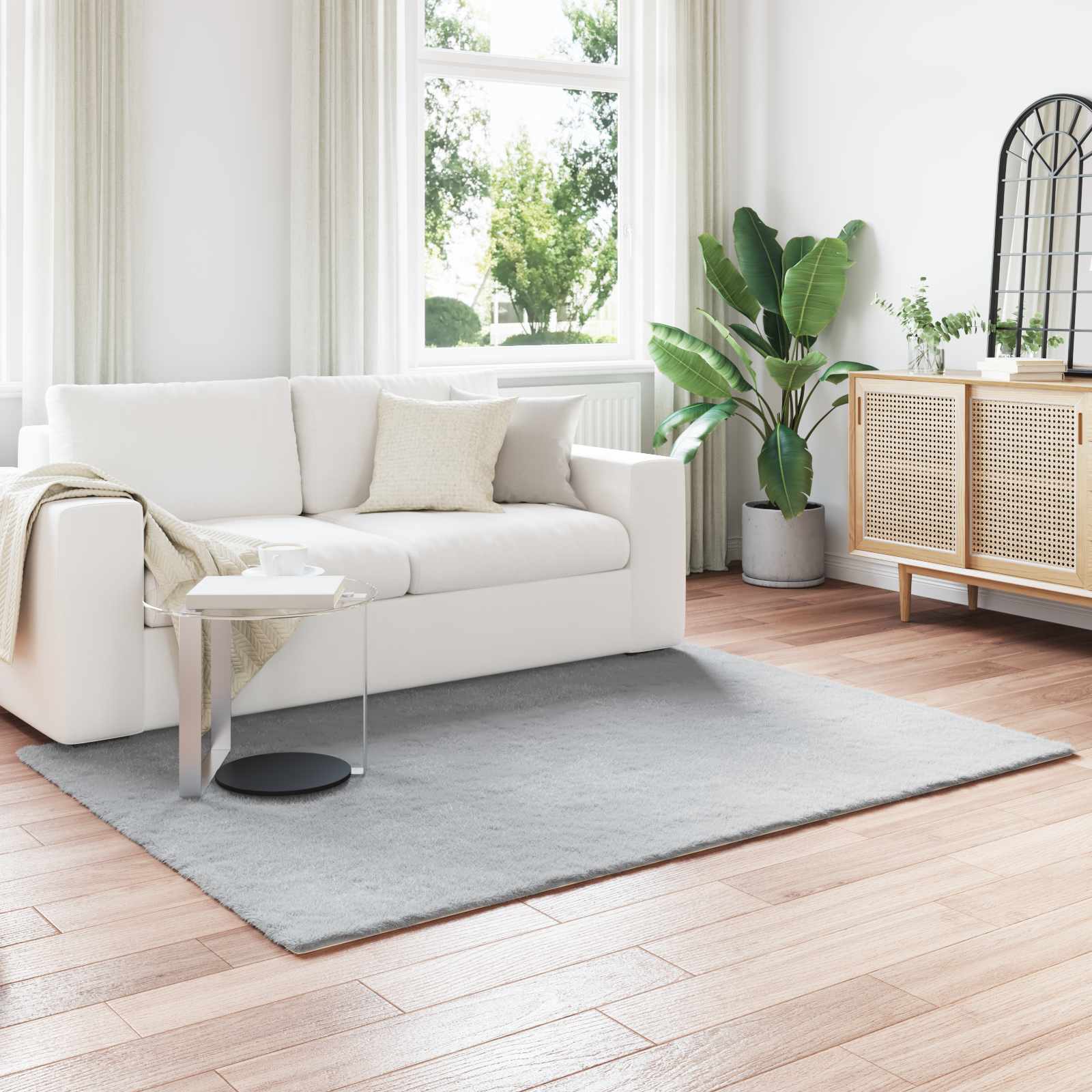Vidaxl nep konijnenbont tapijt olite grijs 160 x 230 cm polyester