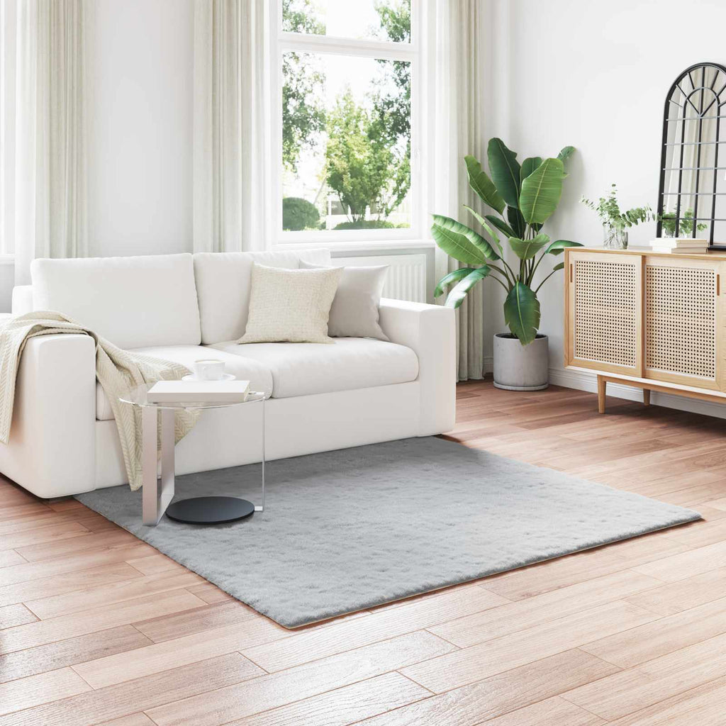 Vidaxl nep konijnenbont tapijt olite grijs 120 x 120 cm polyester