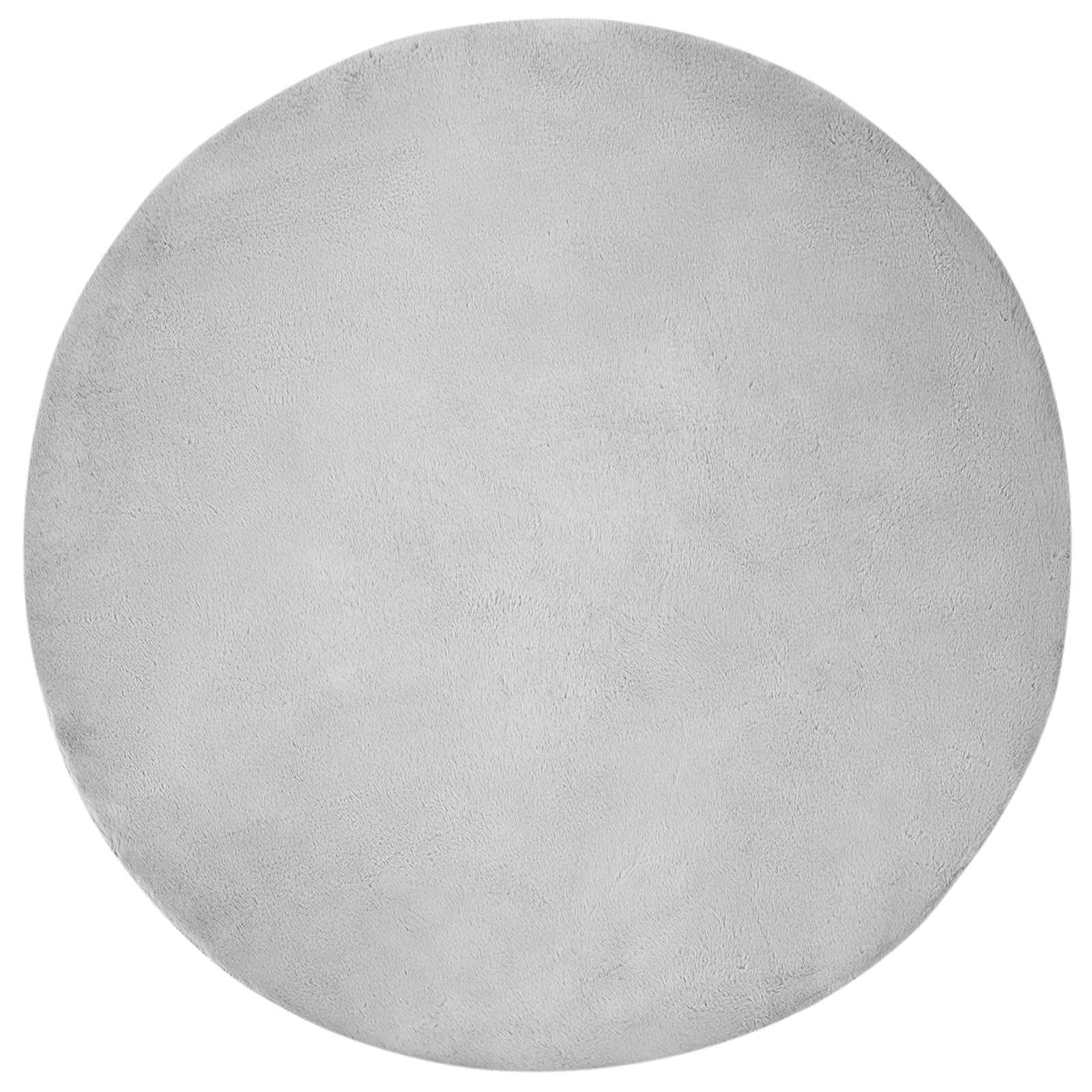 Vidaxl nep konijnenbont tapijt olite grijs ø 80 cm polyester