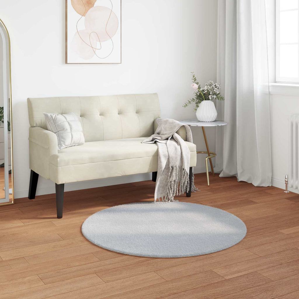 Vidaxl nep konijnenbont tapijt olite grijs ø 100 cm polyester