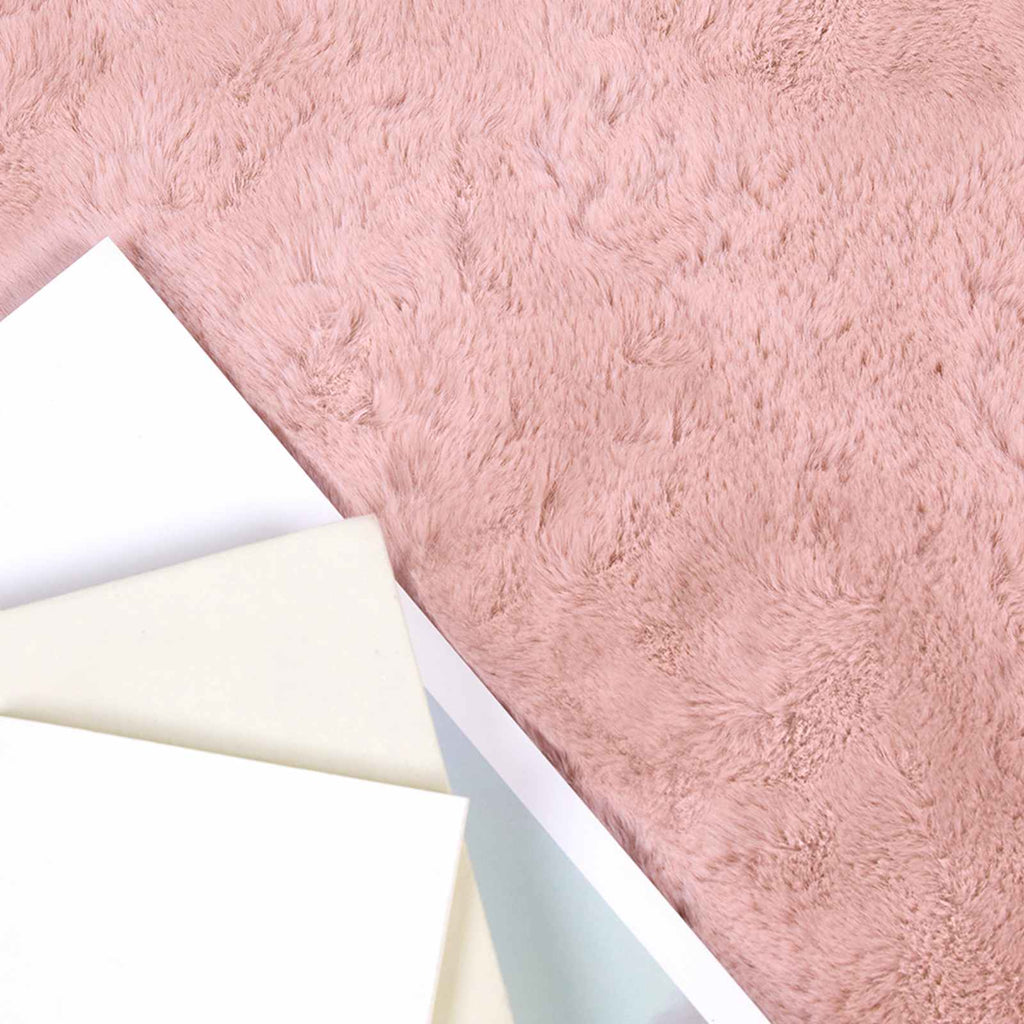 Vidaxl nep konijnenbont tapijt olite roze 80 x 200 cm polyester
